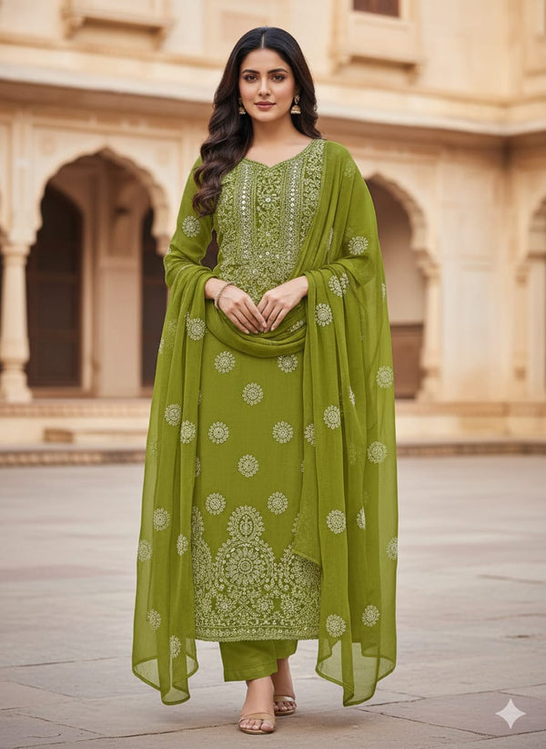 Unstitch HandEmbroided Chiffon 2 PC