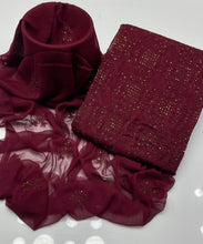 Unstitch Hand Embroided Chiffon 2 PC