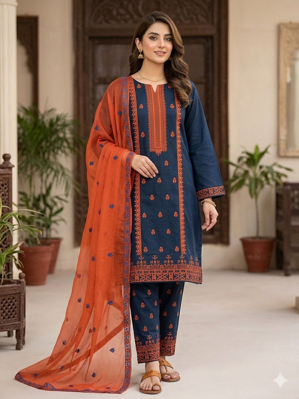 Unstitch Lawn Cotton 3 PC