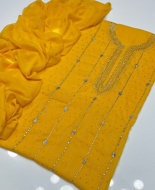 Unstitch Mukesh Work Chiffon 2 PC